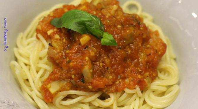 Spaghetti z karczochem w pomidorowym sosie
