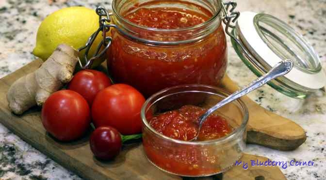 Pomidorowy dżem z imbirem i ostrą papryczką